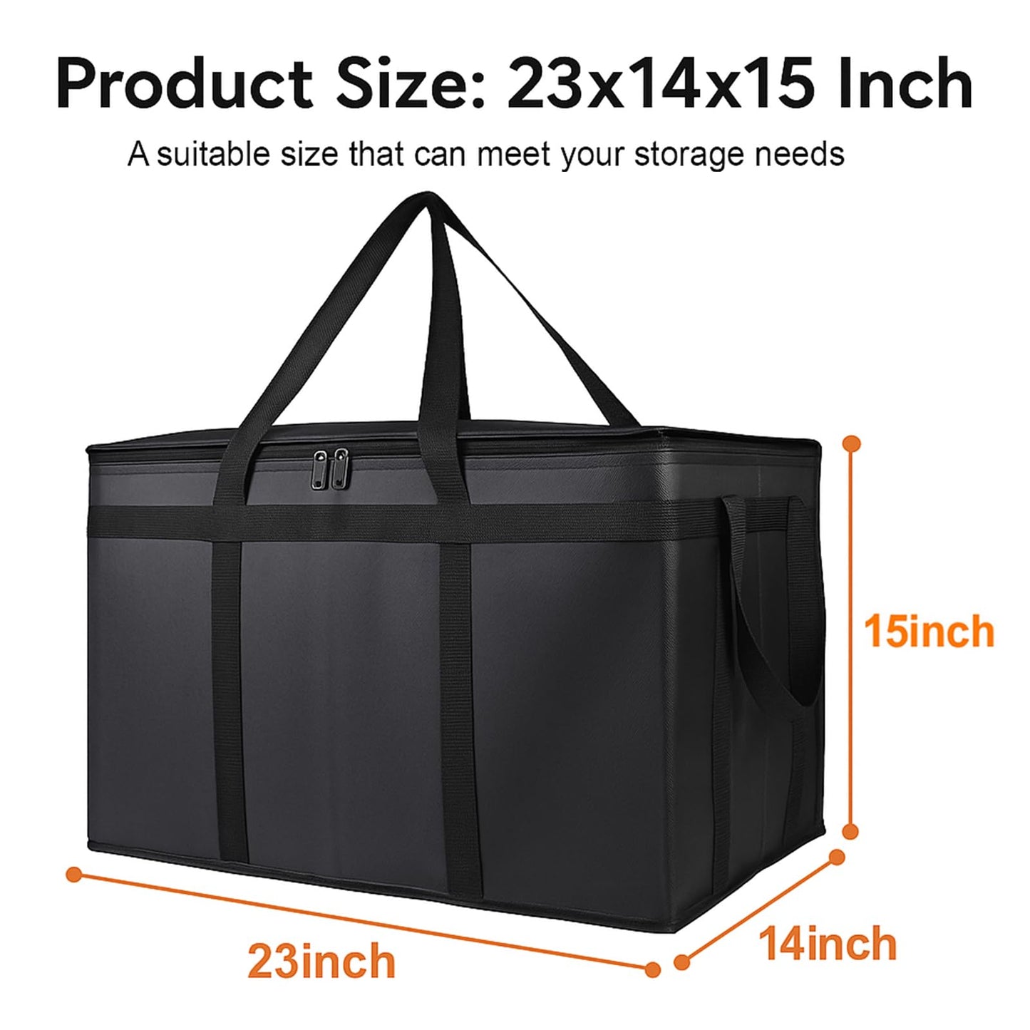 Bodaon 3-Pack Insulated Food Delivery Bag, XXXL Pizza Cooler Bags, Rideshare Delivery Bag, Thermal Cold/Hot Styrofoam Carrier for Catering/Shopping/Travel/Car, Warmer/Frozen