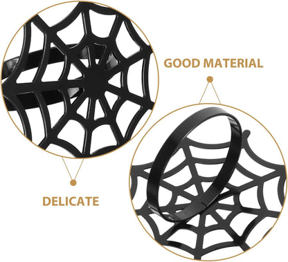 FRCOLOR 4pcs Metal Spider Web Napkin Holder, Halloween Napkin Rings for Festival Parties Weddings