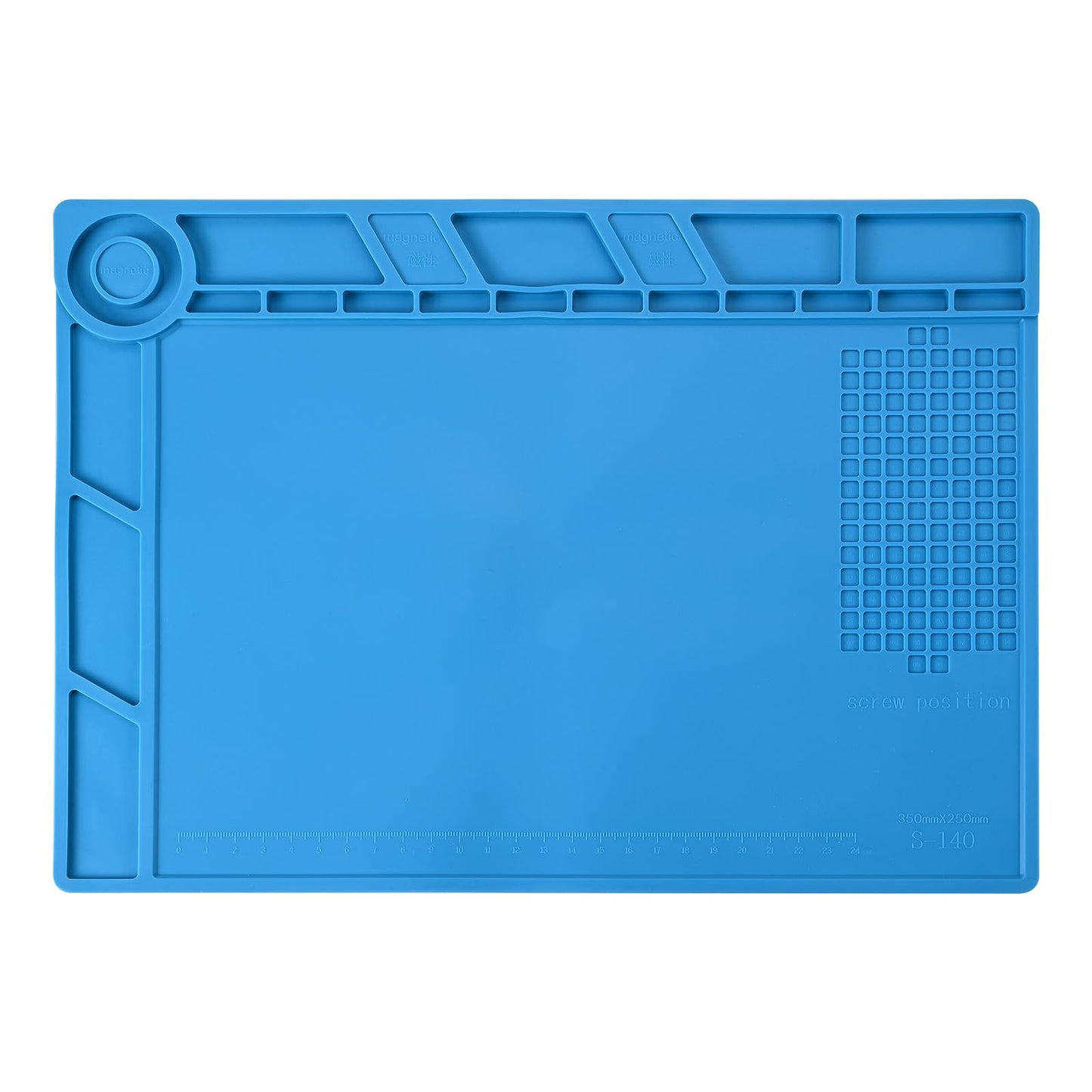 MMOBIEL Silicone Soldering & Repair Mat – Heat Resistant up to 932°F (500°C) – Non-Slip Magnetic Workbench Mat for Soldering, Electronics, Computer & DIY Projects (Blue, 14 x 10 inch (Magnetic))