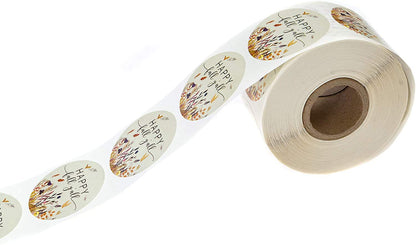 Happy Fall Y'all Stickers / 1.5 Inch Autumn Leaves Circle Labels / 500 Thanksgiving Floral Labels Per Roll