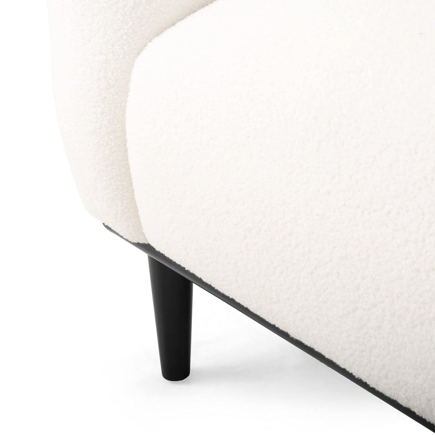 Christopher Knight Home 50" Bouclé Fabric Loveseat Sofa, Modern Upholstered Accent Chair with Armrest & Solid Wood Legs, Deep Seat Oversized Comfy Couch Reading Chair for Living Room Apartment, White