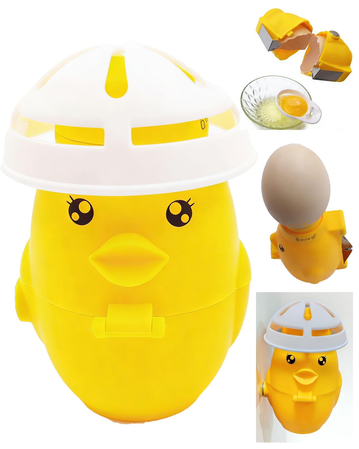 5-in-1 Multi-Purpose Egg Shell Opener,Fridge Magnets,Egg Separator for Raw Eggs,Egg Piercer,Egg Cracker,Hard Boiled Egg Peeler with Safety Lock for Kitchen Home Patent Design 1PC