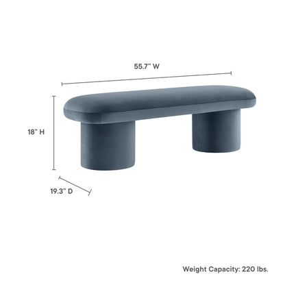 Modway Orla Performance Velvet Upholstered Bench in Cadet Blue