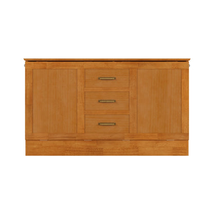 AFI, Charleston Queen Wood Murphy Bed Chest with 6" Mattress, Light Toffee