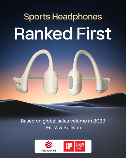 SHOKZ OpenRun Pro-Bone Conduction Headphones, Open-Ear Bluetooth Wireless Sport Headphones for Running and Workout, Sweat Resistant, Long Battery Life, Premium Deep Bass, Mic，with Hair Band, Beige