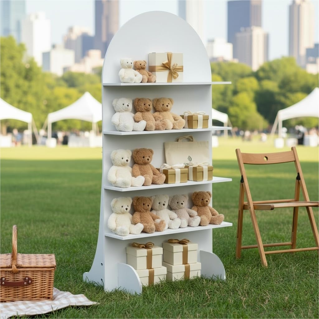 6FT Wooden Wedding Gift Display Arch, Original Design 4-Tier Party Favor, Cupcake & Drink Shelf Backdrop, Champagne Wall for Reception, Ceremony, Baby Shower & Birthday Parties, Easy Assembly
