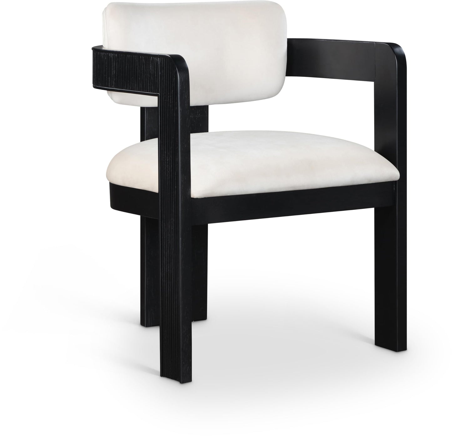 Meridian Furniture 11095Cream-C Sacha Collection Art Deco Dining Chair, Ultra Luxe Cream Velvet, 460 GSM Velvet, Solid Fluted Wood Black Finish, 22.5" W x 22" D x 31" H, Cream, Set of 2