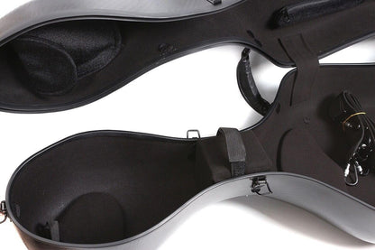 Hard Cello Case 4/4 Full Size Mixed Carbon Fiber Strong & Ultralight Cello Box with 2 Bow Holders & 2 Strong Handle & 2 Back Straps & Wheels Cello Bag (Black Braided Carbon Fiber)
