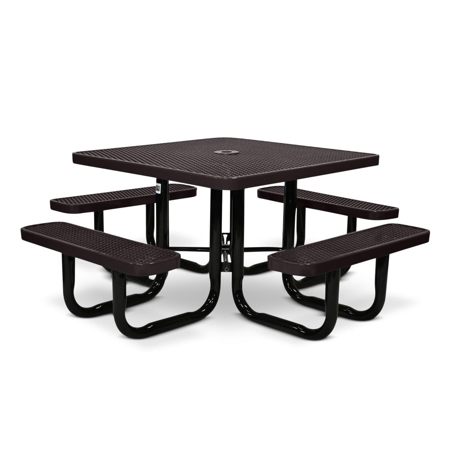 46” Square Heavy-Duty Expanded Metal Brown Picnic Table