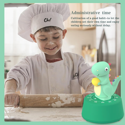 ELE DEPI 60 Minutes Mechanical Kitchen Timer,Cute Dinosaur Timer for Kids,Wind Up Egg Timer for Cooking,Reading,Classroom and Do Sports. (Light Green)