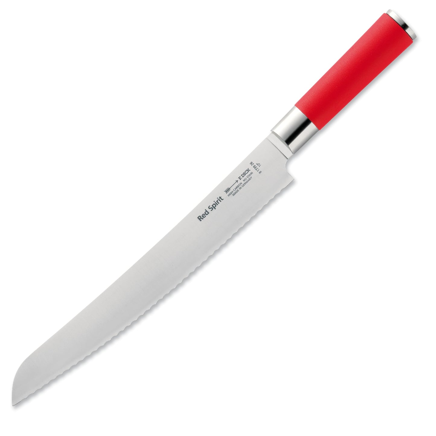 F. DICK – Red Spirit Bread Knife - Serrated Knife with 10.2" Curved Blade & 56 HRC - Ideal for Bread, Fruit & Vegetables - Stainless Steel - Ultra Sharp - Ergonomic Handle - Made in Germany