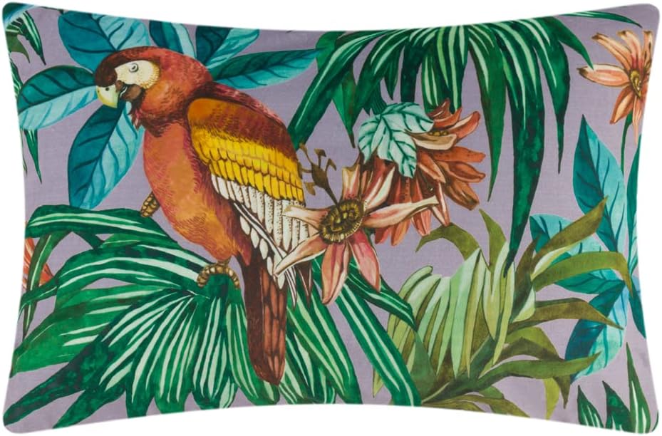 14x20 Inch JWH Rust Parrot Throw Pillow Covers Decorative Print Forest Leaf Accent Pillow Cases Rainforest Cushion Palm