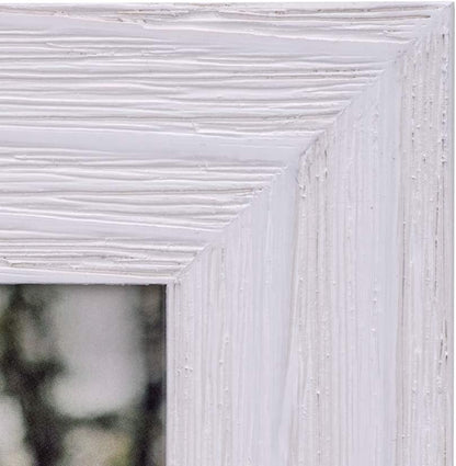 Malden International Designs Rustic Fashion Wide Linear Wooden Picture Frame, White Wash, 5x7