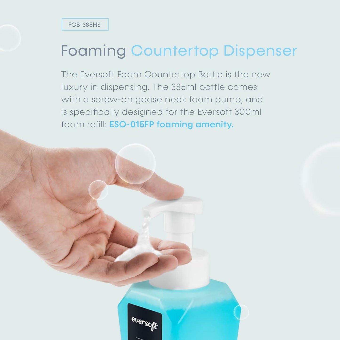 EZbrnd Eversoft Foaming Countertop Hand Soap Dispenser, 385 ml (13 oz), Refill Cartridges Sold Separately