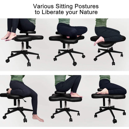 GenSDH Cross Legged Office Chair Meditation Kneeling Chair, Ergonomic Seat, Height Adjustable 2 Cushions Orthopedic Chairs, Five Pronged with Caster Support,Gr-Electroplated Legs