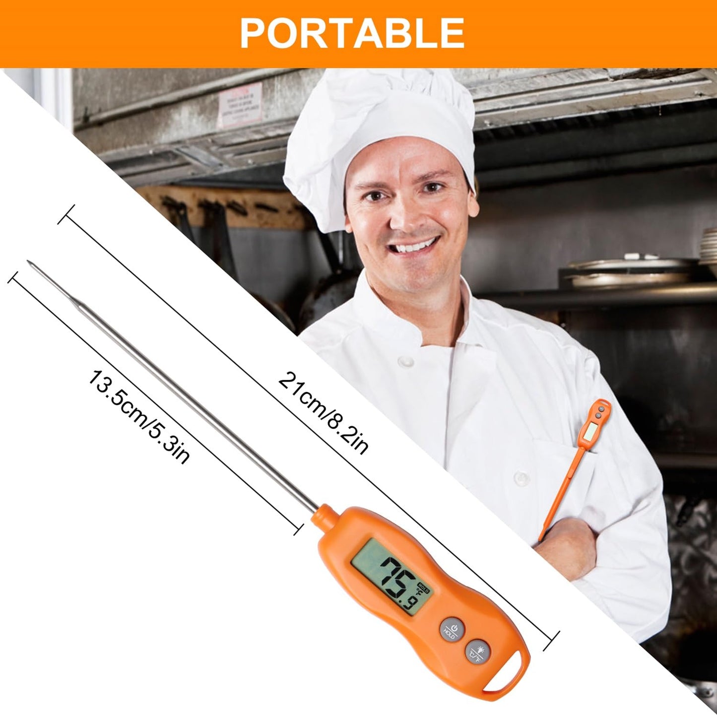 Digital Meat Thermometer Backlight,Waterproof Instant Read Food Thermometer for Cooking Grilling BBQ Baking Liquids Beef Turkey (Black)