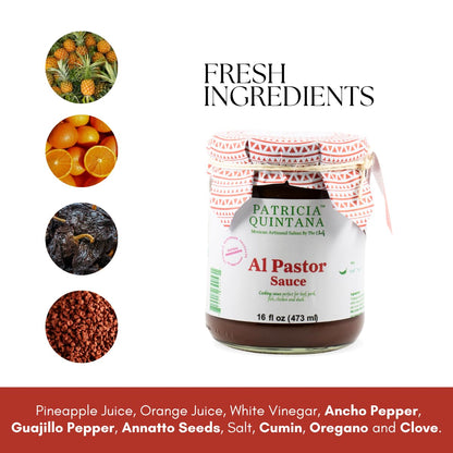 Patricia Quintana Al Pastor Cooking Sauce - Authentic Artisanal Mexican Marinades - Perfect for making Al pastor Tacos, Burgers, Grilled Chicken and More (16 oz, 2 Jars)