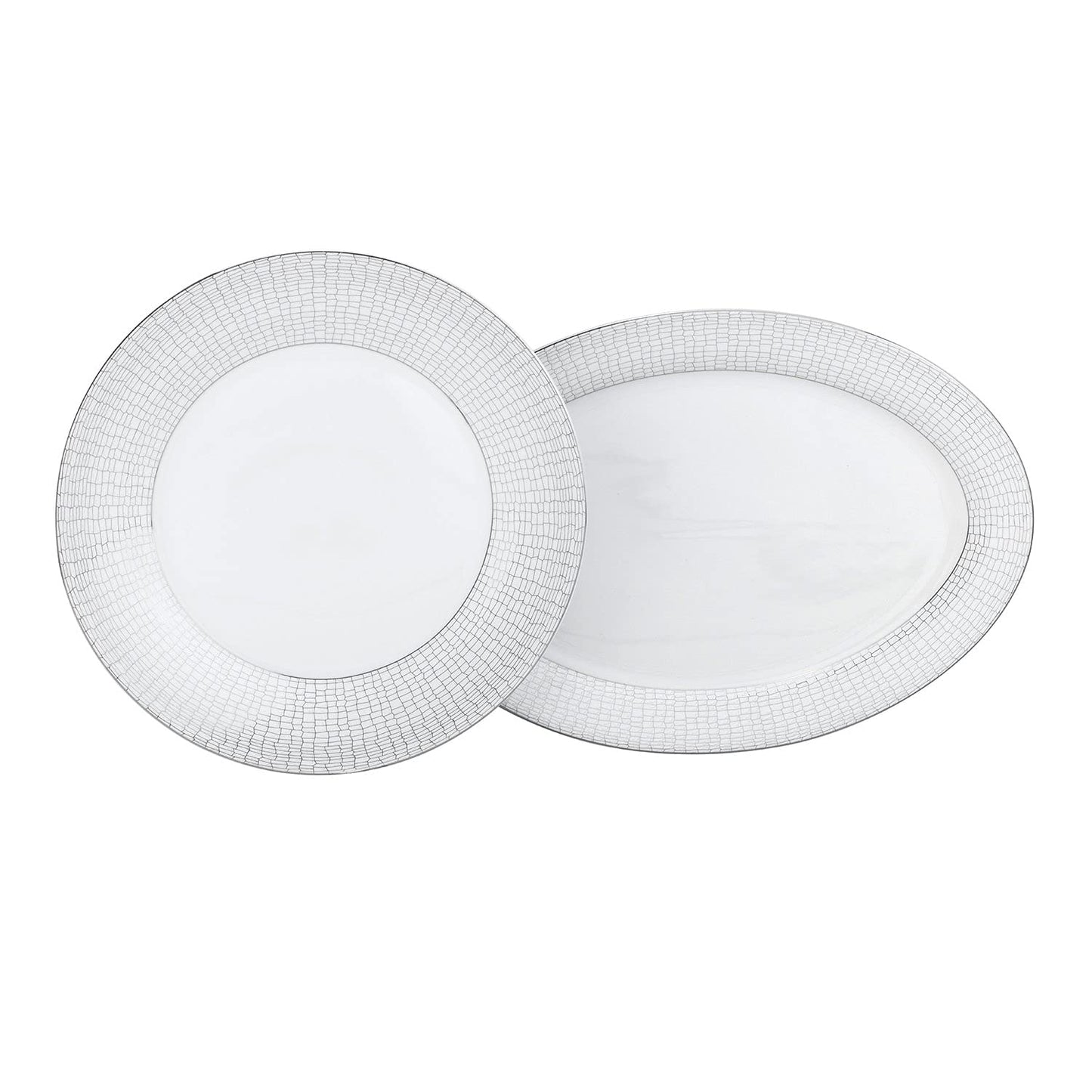 Euro Porcelain 57-pc Banquet Dinnerware Set, Luxury China Tableware, Service for 8 (1330P), 6664-20