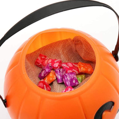 Halloween Portable Pumpkin Bucket 17cm Trick or Treat Candy Pail Holder, 2 Pieces