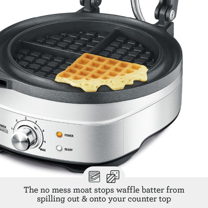 Breville BWM520XL No-Mess Classic Round Waffle Maker, Brushed Stainless Steel