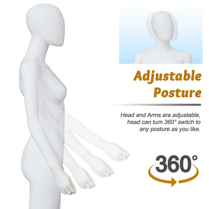 Kinfant Male and Female Mannequin Set - 6Ft Full Body Male and Female Detachable Mannequin with Stand for Clothing Shops, Clothing Design(White)