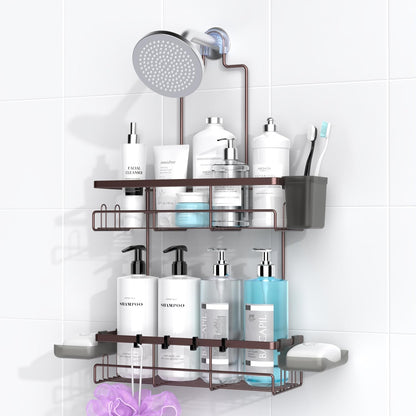 **AKTECKE Shower Caddy - Rustproof Hanging Bathroom Organizer for Shampoo & Soap - Bronze Finish**