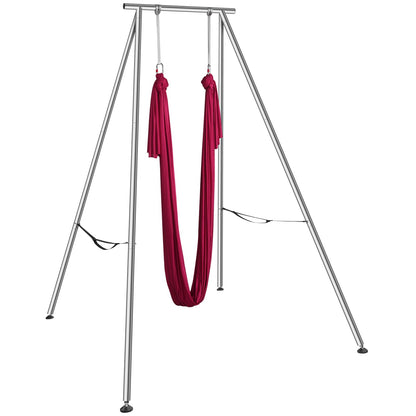 VEVOR Aerial Yoga Frame & Hammock, 551.15 lbs Load Capacity, 9.68 ft Height Professional Yoga Swing Stand Comes with 6.6 Yards Hammock, Rigging Hardware for Indoor Outdoor Fitness Bodybuilding, Red