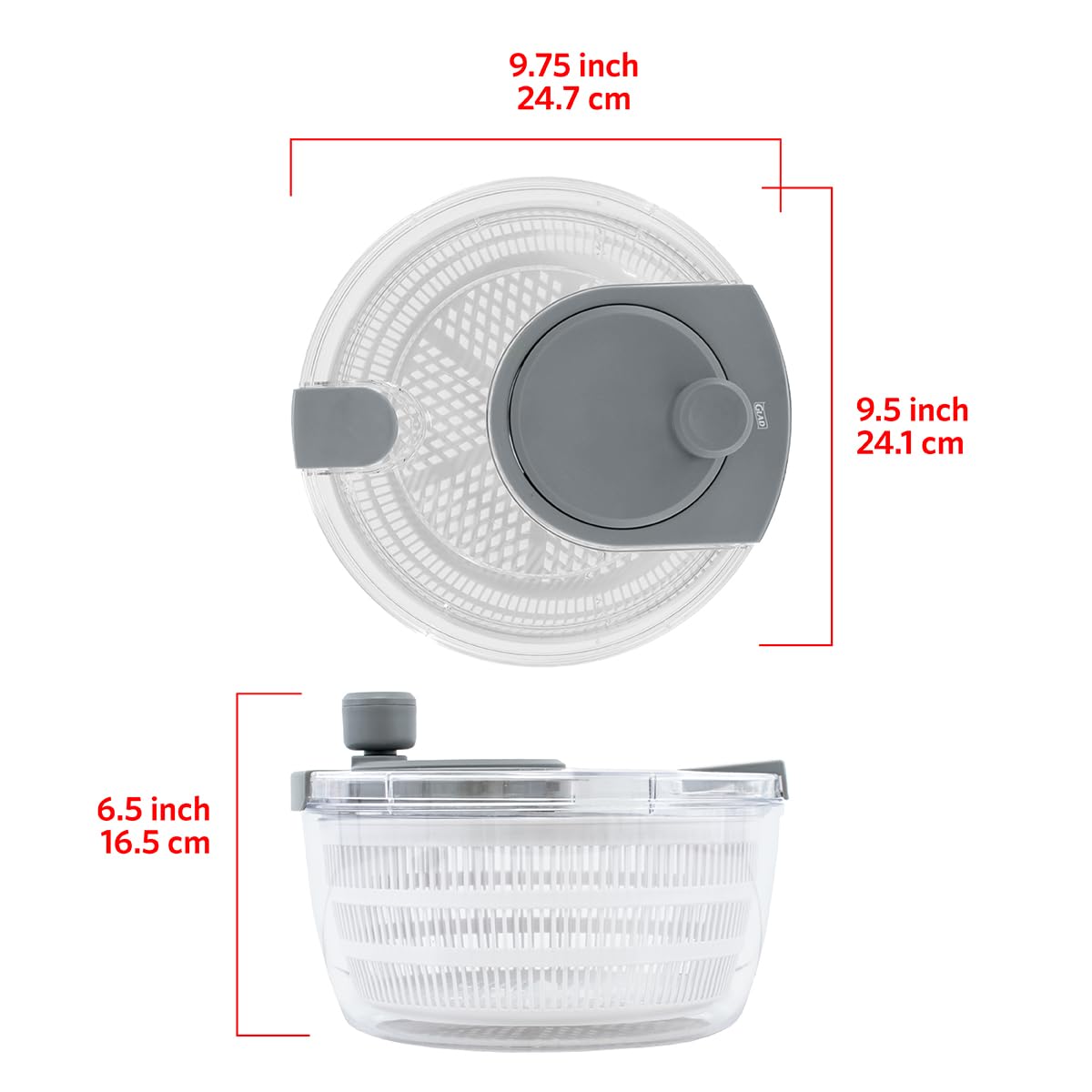 Glad Salad Spinner, 4.2 Quarts - Dishwasher Safe Lettuce Spinner, Fruit Washer, and Vegetable Strainer - Colander, Toss & Serve Bowl, and Locking Lid, Heavy Duty Plastic