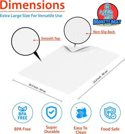 MonsterMat Extra Large Flexible Kitchen Mat – 23.4" x 35.6" x 0.08" – Ultra Thin Chopping Board, durable, Non-Slip, and Versatile Kitchen Extra Large Cutting Board and Craft Cutting Mat (1)