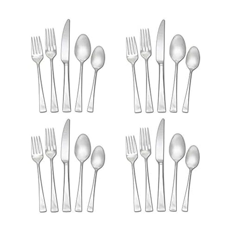 Mikasa Lucia 20-Piece Flatware Set, Service for 4, 18/10 Stainless Steel Silverware Set with Dinner Forks, Salad Forks, Knives, Spoons and Teaspoons, Dishwasher Safe
