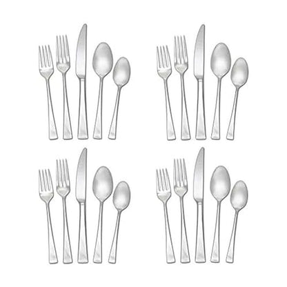 Mikasa Lucia 20-Piece Flatware Set, Service for 4, 18/10 Stainless Steel Silverware Set with Dinner Forks, Salad Forks, Knives, Spoons and Teaspoons, Dishwasher Safe