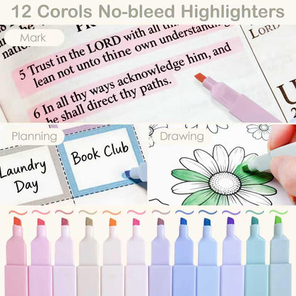 Tuhangcc 47PCS Spiral Notebook Stationary Set for Women,Bible Journal Set, 3PCS Unique A5 Spiral Notebooks 12 Highlighters, Sticky Notes & Bookmark Tabs 5 Gel Pen for Work Office Supplies (Blue)