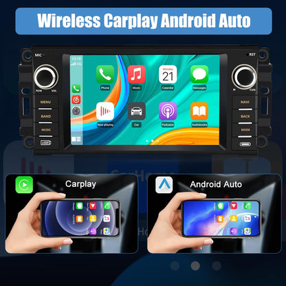 Car Stereo for Jeep Wrangler JK Compass Patriot/Chrysler/Dodge RAM Charger [2GB+32GB], 7 inch Touch Screen Android 13 Radio with Wireless CarPlay Andriod Auto with Reverse Camera