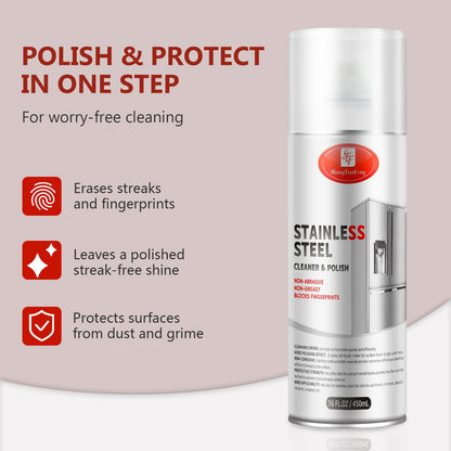 Stainless Steel Cleaner & Polish - Quick Shine, Streak-Free Formula - Safe for Appliances, Cookware, Sinks - Restores Shine - Eco-Friendly (17oz)