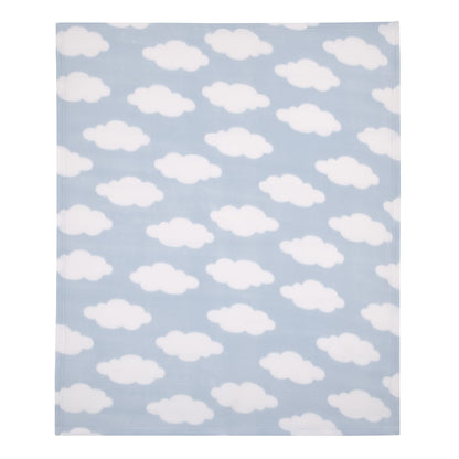 NoJo Everything Kids Light Blue and White Cloud Super Soft Toddler Blanket