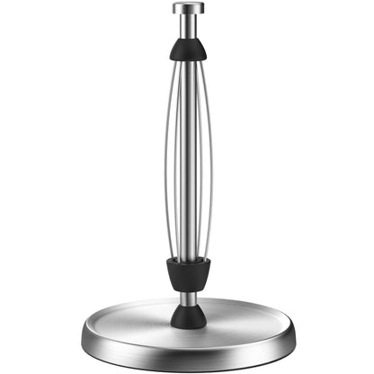 Paper Towel Holder Countertop, One-Handed Tear, Stainless Steel, Weighted Base, Silver, Paper Towel Roll Holder Stand with Ratchet Mechanism for Kitchen Bathroom Farmhouse Essentials Decor Accessories