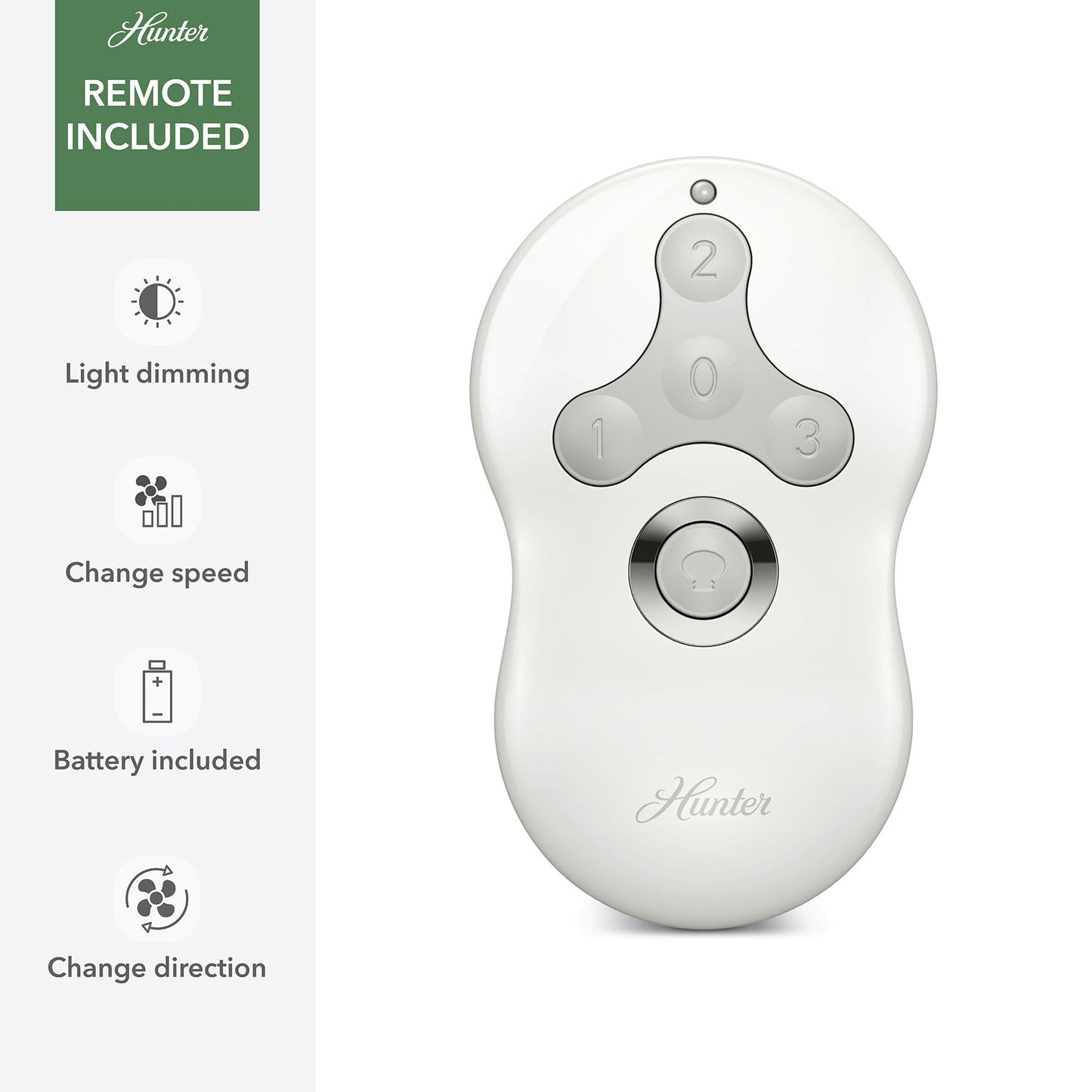 Hunter 52 inch Indoor Ceiling Fan with LED Light and Remote Control - White Modern Ceiling Fan, Low Profile Mount, 4 Blades, For Bedroom, Living Room, or Kitchen, Quiet - Dempsey 59242, Fresh White