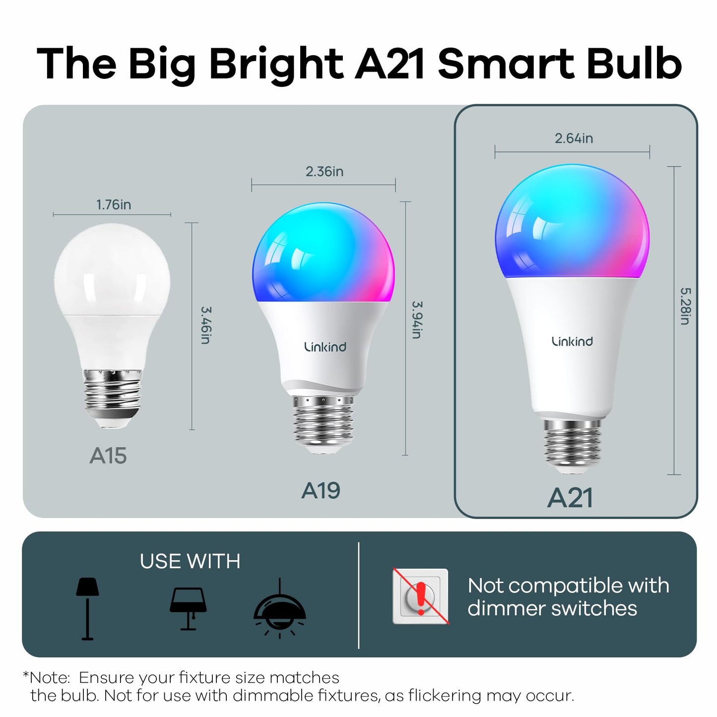 Linkind Matter Smart Light Bulb, WiFi Smart Bulbs, Work with Apple Home, Siri, Alexa, Google, SmartThings, RGBTW Color Changing Bulbs Mood Lighting, Music Sync, A19 E26 60W, 2.4Ghz WiFi 6 Pack