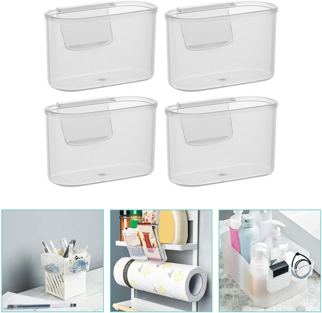Cabilock Shelf Bracket Desktop Stand, 4pcs Mini Fridge Organizer, Clear Plastic for Fridge Side Door Holder