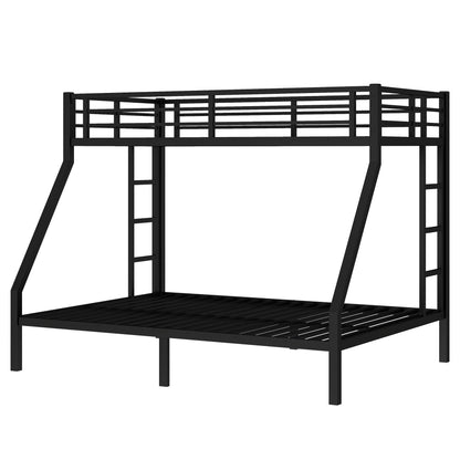 Bellemave Metal Twin XL Over Queen Bunk Bed with High Guardrail & Under-Bed Storage, Heavy Duty Bunk Beds Frame with 2 Side Ladders, Twin Over Queen Bunk Bed for Adults, No Box Spring Needed, Black