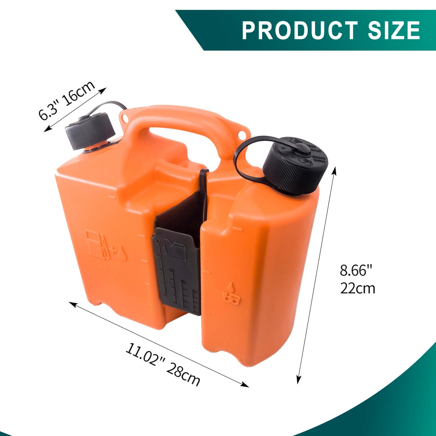 Fuel Container with Spill Proof Smart Control Spout with Bonus Spout Extender, Fuel Can 5 L + 2.5 L Oil 0000 881 0113 00008810113 With Two tool carriers for Shtil Chainsaw – Orange