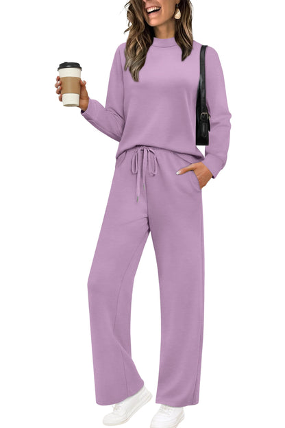 Sampeel Two Piece Sets for Women Mock Neck Matching Sets Loungewear Fall Clothes Travel Outfits Fashion 2025 XS-2XL