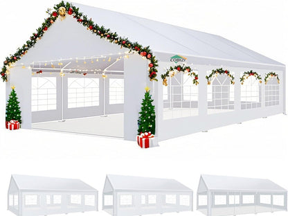 COBIZI 20x30 Party Tents Heavy Duty with 8 Sidewall & 12 Windows, Event Shelter Wedding Canopy for Parties, Powder Coating (Better Than Galvanized), Waterproof Outdoor Gazebo for BBQ, White