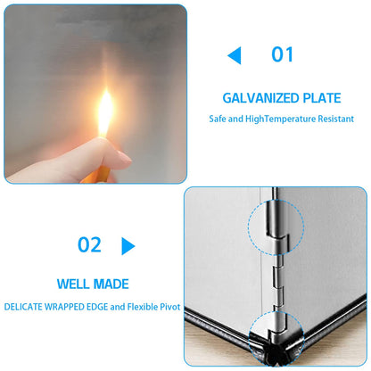 4 Sided Oil Splatter Guard Grease Splatter Guard Stove Splatter Guard, Splatter Guards Splatter Screen for Frying Pan,Large Foldable Splash Guard for Stove Top, Steel Anti Splatter Shield