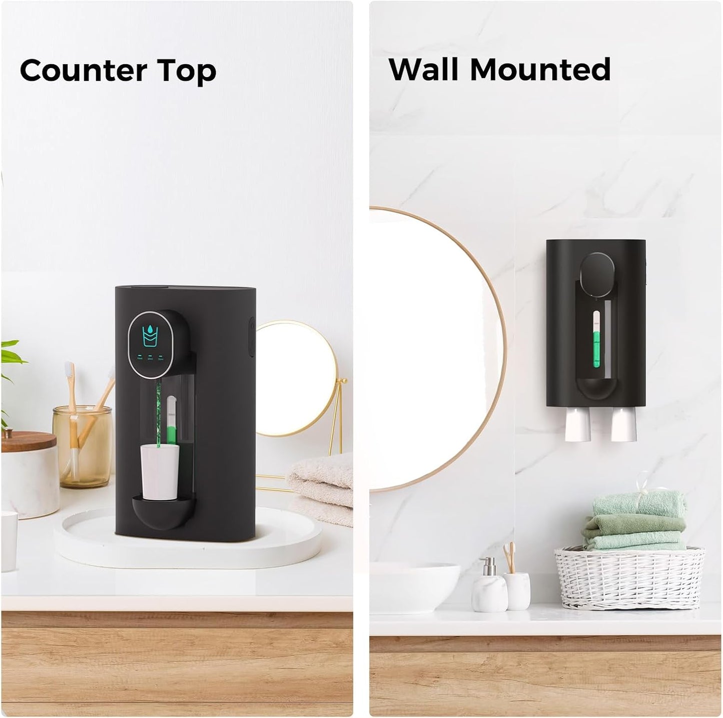 18.26 oz 2 3 Countertop Oylik Automatic Mouthwash Dispenser Touchless Mouthwash Dispenser for Bathroom Magnetic Cup USB