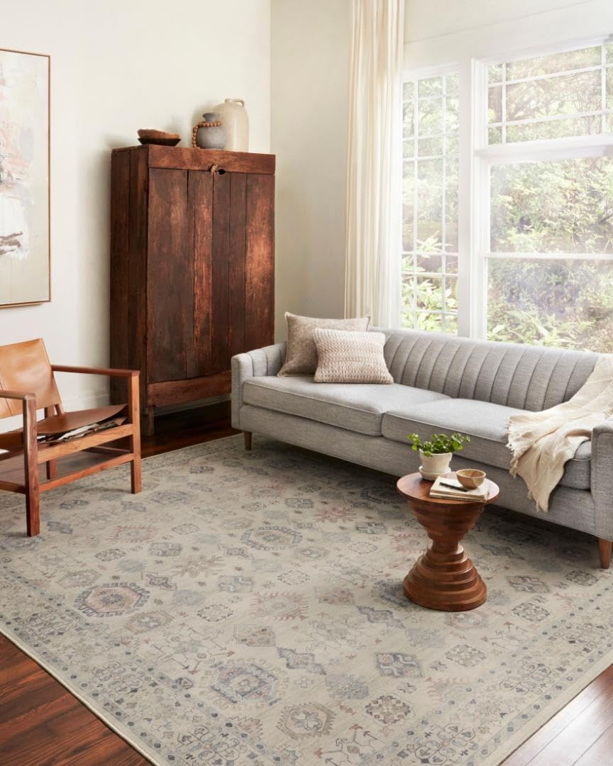 Loloi Hathaway Collection HTH-04 Runner Rug, Beige/Multi, 2'-6" x 7'-6", .25" Thick, Soft, Durable, Modern, Low Pile