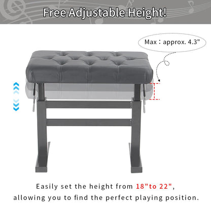 lumizone Hydraulic Lifting Piano Bench - Height Adjustable Keyboard Bench Heavy Duty Piano Stool with 23.62" x 14.17" PU Leather, High-Density Sponge & Alloy Base 2 Styles & 2 Colors (Black, Smooth)