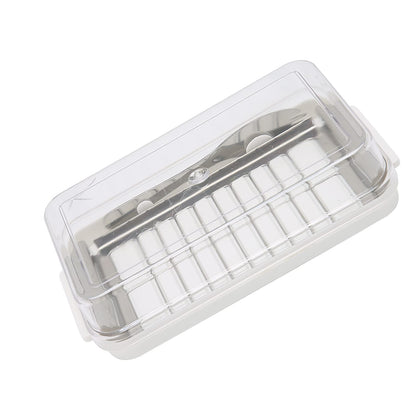 Yosoo Health Gear Butter Slicer Butter Cutter Box Stainless Steel Butter Slicer Cutter Dish, Cheese Storage Container with Transparent Cover for Kitchen, 7.5x4.1x1.6in Easy Cutting Butter Box Case