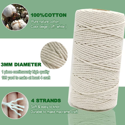 Easy Macrame Kits for Adults Beginners Supplier Wood Beads,Rings,Wooden Dowel for Macrame Plant Hangers,Boho Wall Hanging with Instruction Book for Starters Christmas Crafts for Adults