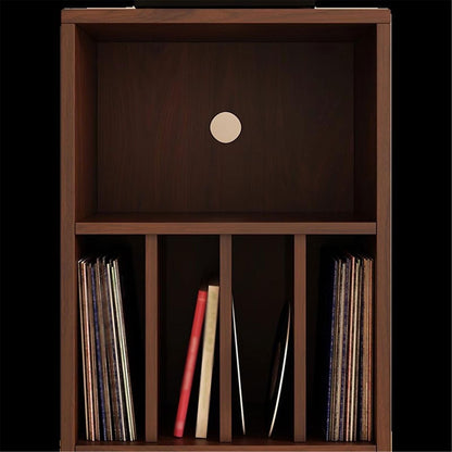 YUHUAWF Vinyl Record Holder Wooden Vinyl Record Low Cabinet with Drawers Storage Unit Display Holder CD Holder(Walnut colour)
